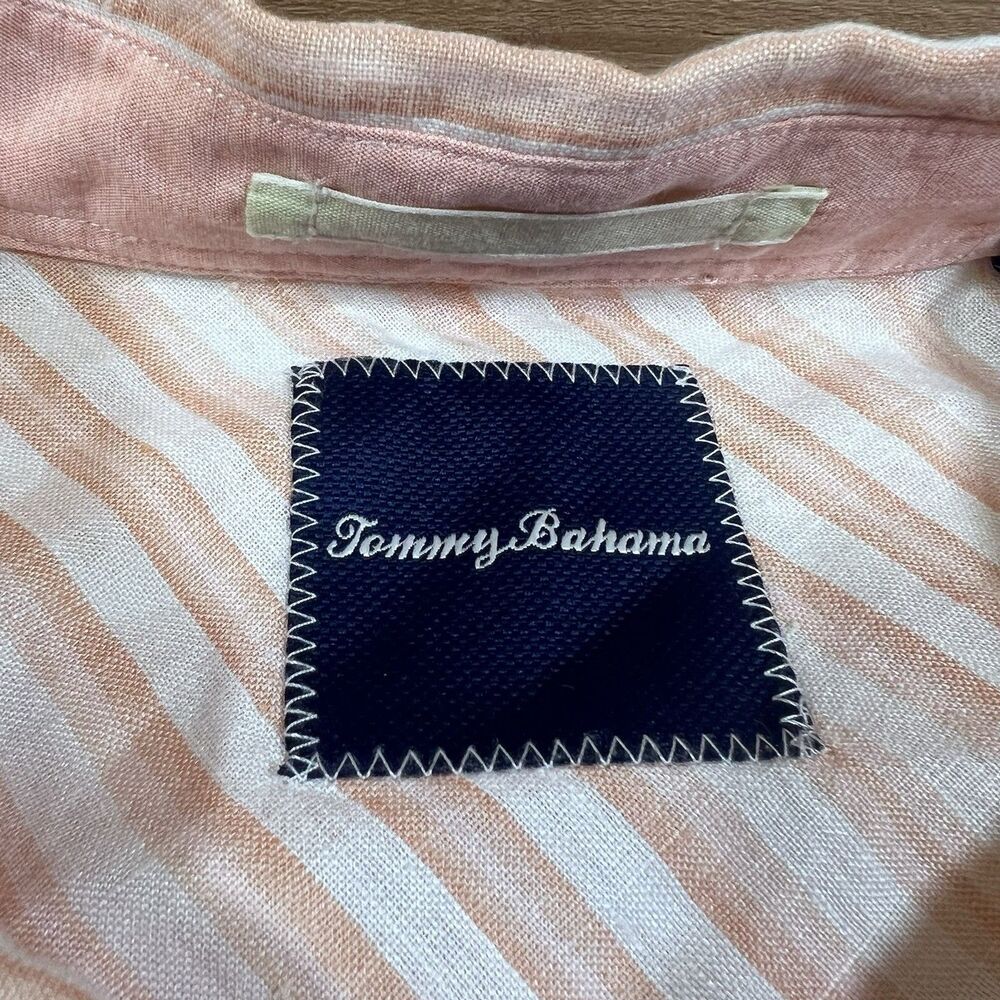 Tommy Bahama 100% Linen Button Front Long Sleeve Vertical Stripe Shirt Men's 4XT - Picture 10 of 11